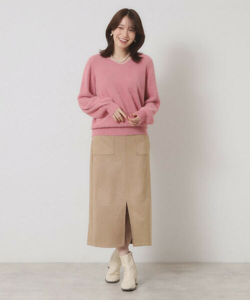 ITS'DEMO / イッツデモ ロング・マキシ丈スカート | 【マシンウォッシャブル／ウエストゴム】カットスエードスカート | 詳細6