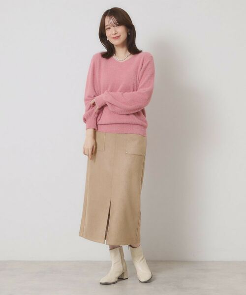 ITS'DEMO / イッツデモ ロング・マキシ丈スカート | 【マシンウォッシャブル／ウエストゴム】カットスエードスカート | 詳細7