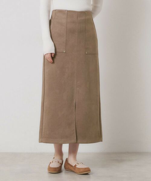 ITS'DEMO / イッツデモ ロング・マキシ丈スカート | 【マシンウォッシャブル／ウエストゴム】カットスエードスカート | 詳細9