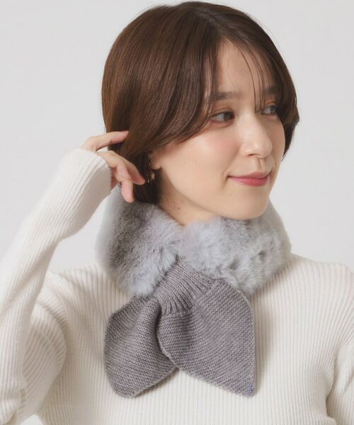 ITS'DEMO / イッツデモ マフラー・ショール・スヌード・ストール | 【手洗い可】ニット切替ファーティペット | 詳細6