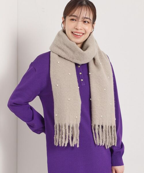 ITS'DEMO / イッツデモ マフラー・ショール・スヌード・ストール | 【手洗い可】パール調付きバルキーストール | 詳細5