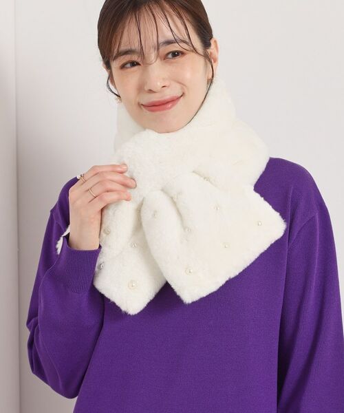ITS'DEMO / イッツデモ マフラー・ショール・スヌード・ストール | ランダムパール調フェイクファーマフラー | 詳細6