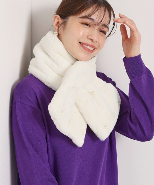 ITS'DEMO / イッツデモ マフラー・ショール・スヌード・ストール | ランダムパール調フェイクファーマフラー | 詳細7