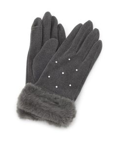 ITS'DEMO / イッツデモ 手袋 | ストーン付ファーカフスグローブ