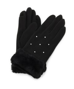 ITS'DEMO / イッツデモ 手袋 | ストーン付ファーカフスグローブ