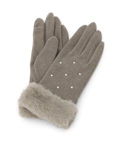 ITS'DEMO / イッツデモ 手袋 | ストーン付ファーカフスグローブ