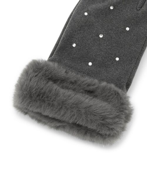 ITS'DEMO / イッツデモ 手袋 | ストーン付ファーカフスグローブ | 詳細5