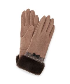 ITS'DEMO / イッツデモ 手袋 | 【手洗い可】リボン付フェイクファーカフスグローブ