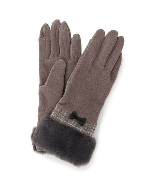 ITS'DEMO / イッツデモ 手袋 | 【手洗い可】リボン付フェイクファーカフスグローブ | 詳細1