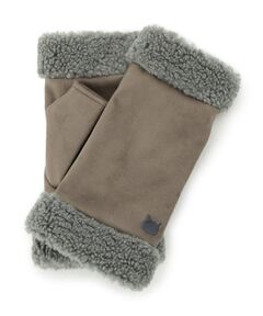 ITS'DEMO / イッツデモ 手袋 | 【手洗い可】猫刺繍ボア指切りグローブ