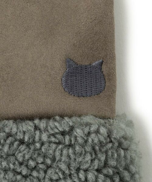 ITS'DEMO / イッツデモ 手袋 | 【手洗い可】猫刺繍ボア指切りグローブ | 詳細4
