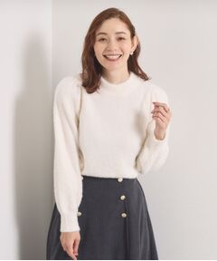 【手洗い可】フェザーヤーンパフスリーブニット