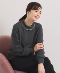 ITS'DEMO / イッツデモ カットソー | 【手洗い可】パール調衿起毛リブプルオーバー