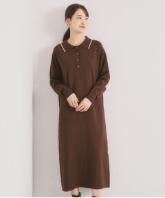 ITS'DEMO / イッツデモ ロング・マキシ丈ワンピース | 【手洗い可】ポロ衿ニットワンピース