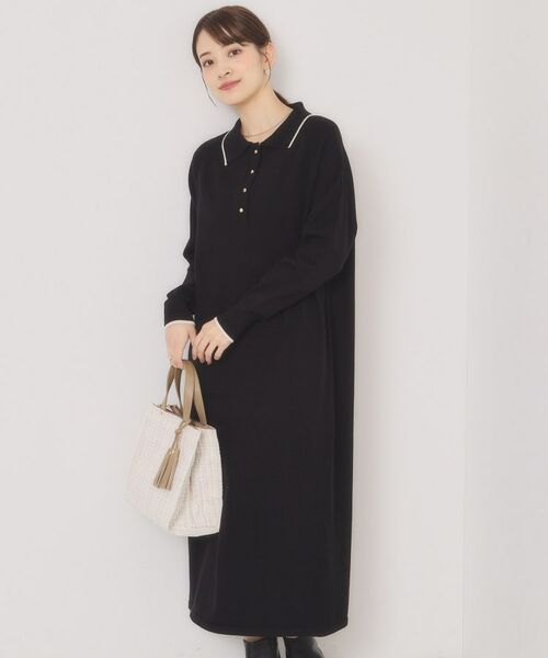 ITS'DEMO / イッツデモ ロング・マキシ丈ワンピース | 【手洗い可】ポロ衿ニットワンピース | 詳細1