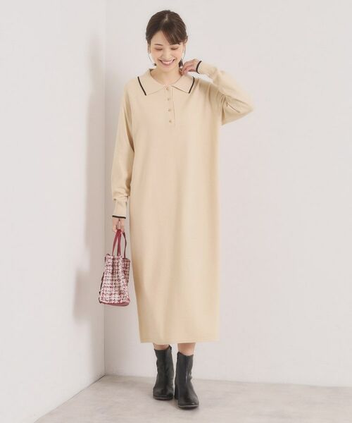 ITS'DEMO / イッツデモ ロング・マキシ丈ワンピース | 【手洗い可】ポロ衿ニットワンピース | 詳細10