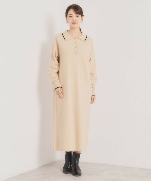 ITS'DEMO / イッツデモ ロング・マキシ丈ワンピース | 【手洗い可】ポロ衿ニットワンピース | 詳細13