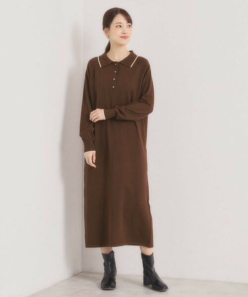 ITS'DEMO / イッツデモ ロング・マキシ丈ワンピース | 【手洗い可】ポロ衿ニットワンピース | 詳細6