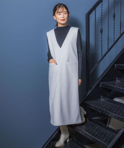 ITS'DEMO / イッツデモ ミニ丈・ひざ丈ワンピース | 【洗濯機OK】カットメルトンジャンスカ | 詳細1