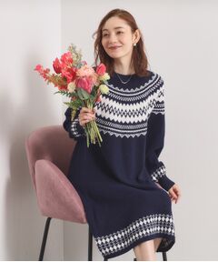 ITS'DEMO / イッツデモ ミニ丈・ひざ丈ワンピース | 【手洗い可】求心ニットワンピース