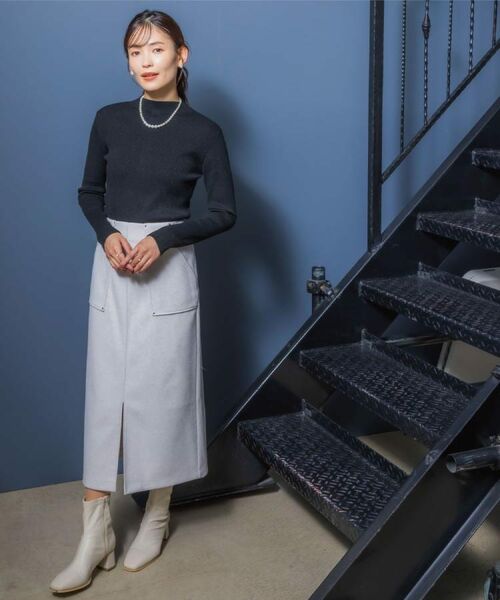 ITS'DEMO / イッツデモ スカート | 【洗濯機OK】カットメルトンタイトスカート | 詳細1