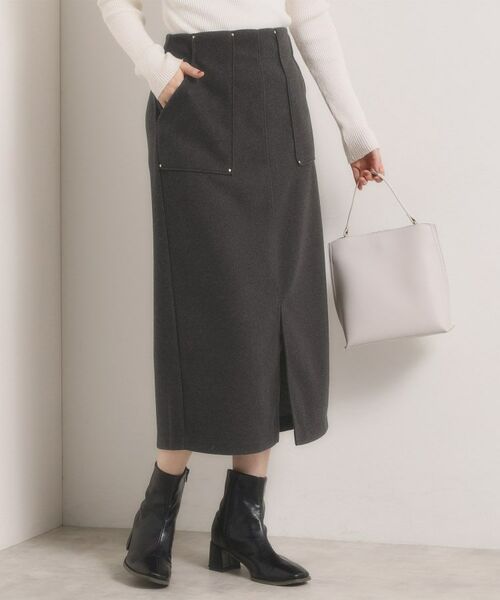 ITS'DEMO / イッツデモ スカート | 【洗濯機OK】カットメルトンタイトスカート | 詳細12