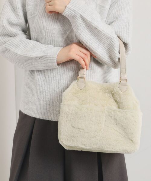 ITS'DEMO / イッツデモ トートバッグ | 【2WAY】両あおりフェイクファートート(アイボリー(004))