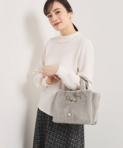 ITS'DEMO / イッツデモ トートバッグ | 【5ポケット】ベルト飾り三層フェイクファートート | 詳細5