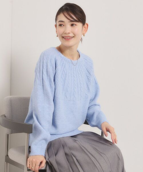 ITS'DEMO / イッツデモ ニット・セーター | 【手洗い可】求心柄ニット（サックスブルー(090)）