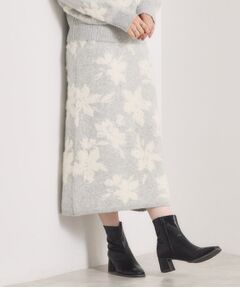 ITS'DEMO / イッツデモ ロング・マキシ丈スカート | 花柄フェザージャカードニットスカート