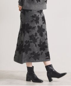 ITS'DEMO / イッツデモ ロング・マキシ丈スカート | 花柄フェザージャカードニットスカート