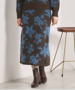 ITS'DEMO / イッツデモ ロング・マキシ丈スカート | 花柄フェザージャカードニットスカート