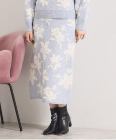 ITS'DEMO / イッツデモ ロング・マキシ丈スカート | 花柄フェザージャカードニットスカート