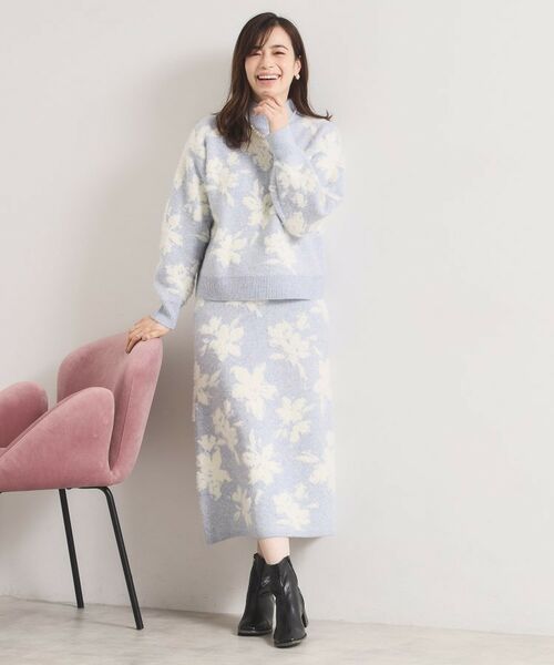 ITS'DEMO / イッツデモ ロング・マキシ丈スカート | 【手洗い可／セットアップ可】花柄フェザージャカードニットスカート | 詳細11