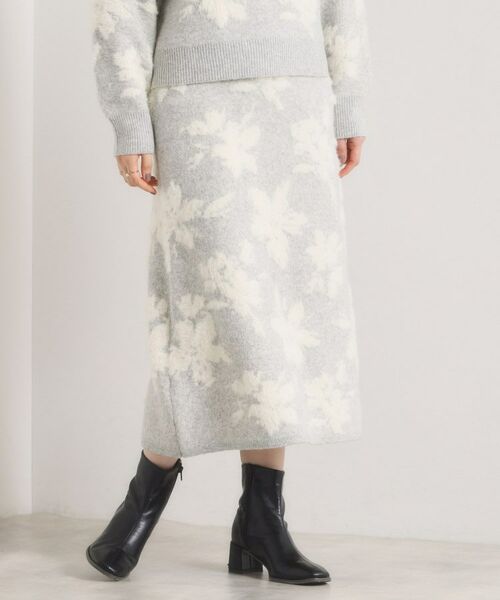 ITS'DEMO / イッツデモ ロング・マキシ丈スカート | 【手洗い可／セットアップ可】花柄フェザージャカードニットスカート | 詳細13