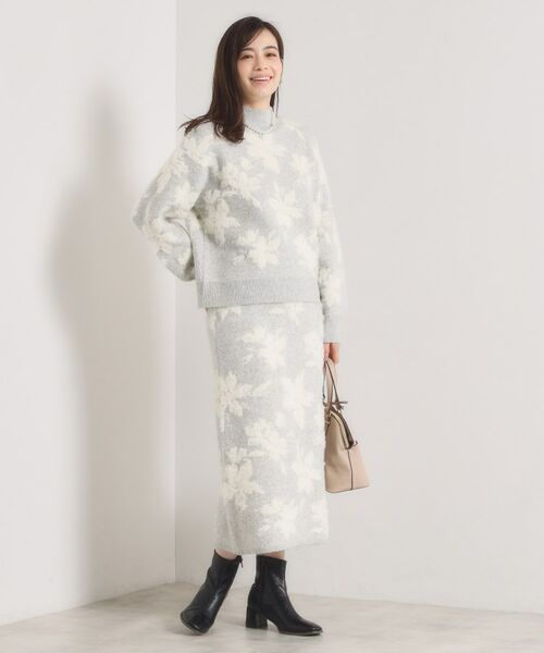 ITS'DEMO / イッツデモ ロング・マキシ丈スカート | 【手洗い可／セットアップ可】花柄フェザージャカードニットスカート | 詳細14