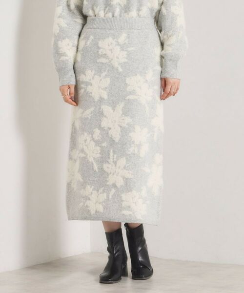ITS'DEMO / イッツデモ ロング・マキシ丈スカート | 【手洗い可／セットアップ可】花柄フェザージャカードニットスカート | 詳細17