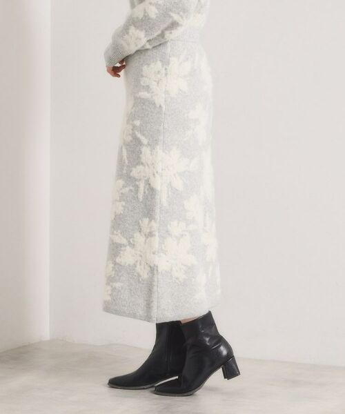 ITS'DEMO / イッツデモ ロング・マキシ丈スカート | 【手洗い可／セットアップ可】花柄フェザージャカードニットスカート | 詳細18