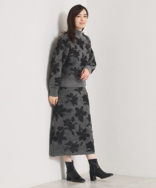 ITS'DEMO / イッツデモ ロング・マキシ丈スカート | 【手洗い可／セットアップ可】花柄フェザージャカードニットスカート | 詳細2
