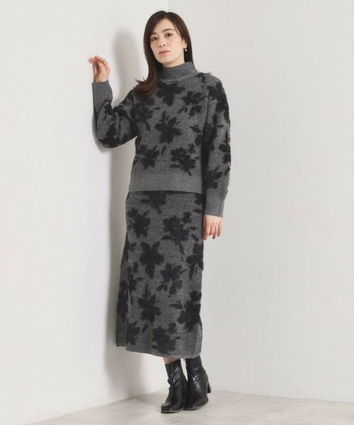 ITS'DEMO / イッツデモ ロング・マキシ丈スカート | 【手洗い可／セットアップ可】花柄フェザージャカードニットスカート | 詳細3