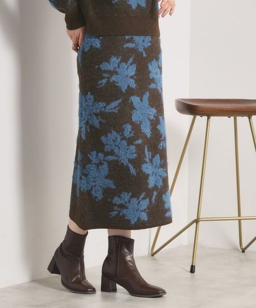 ITS'DEMO / イッツデモ ロング・マキシ丈スカート | 【手洗い可／セットアップ可】花柄フェザージャカードニットスカート | 詳細5