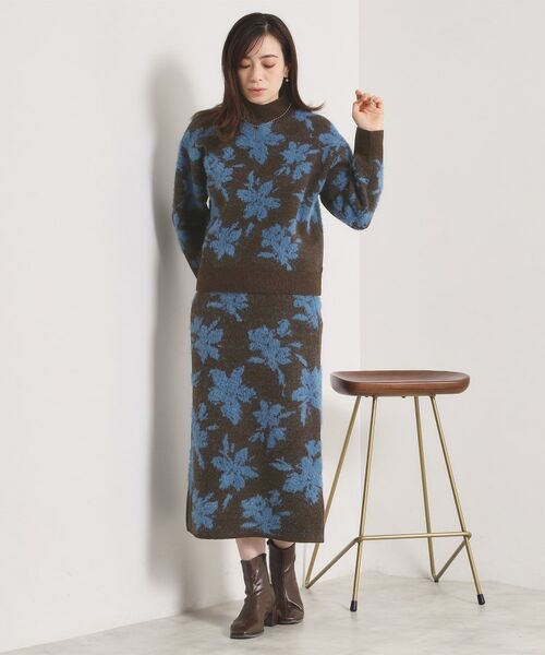 ITS'DEMO / イッツデモ ロング・マキシ丈スカート | 【手洗い可／セットアップ可】花柄フェザージャカードニットスカート | 詳細6