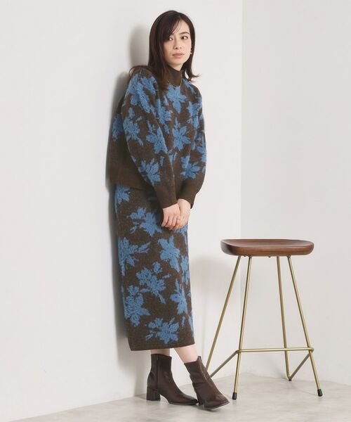 ITS'DEMO / イッツデモ ロング・マキシ丈スカート | 【手洗い可／セットアップ可】花柄フェザージャカードニットスカート | 詳細7
