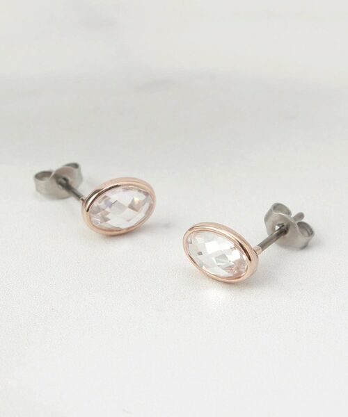 ITS'DEMO / イッツデモ ピアス・イヤリング | オーバルストーンピアス（ピンクゴールド(005)）