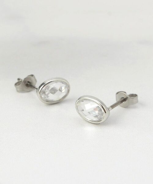 ITS'DEMO / イッツデモ ピアス・イヤリング | オーバルストーンピアス（シルバー(006)）