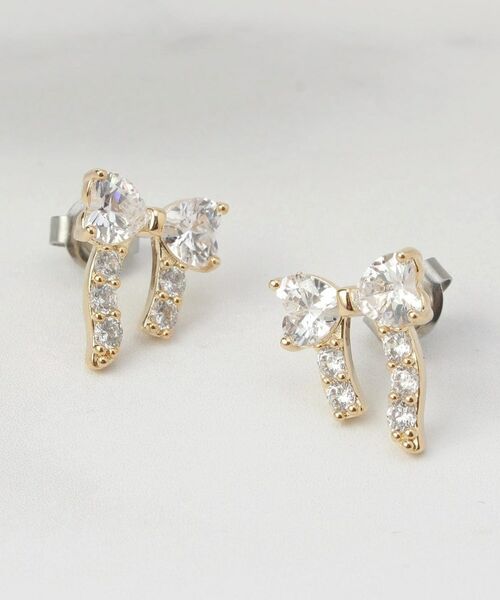 ITS'DEMO / イッツデモ ピアス・イヤリング | 足長リボンキュービックピアス | 詳細1