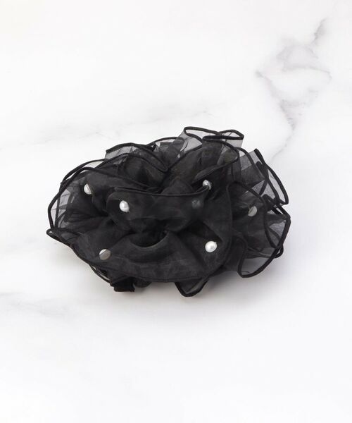 ITS'DEMO / イッツデモ ヘアアクセサリー | パール調フリルシュシュ（ブラック(019)）