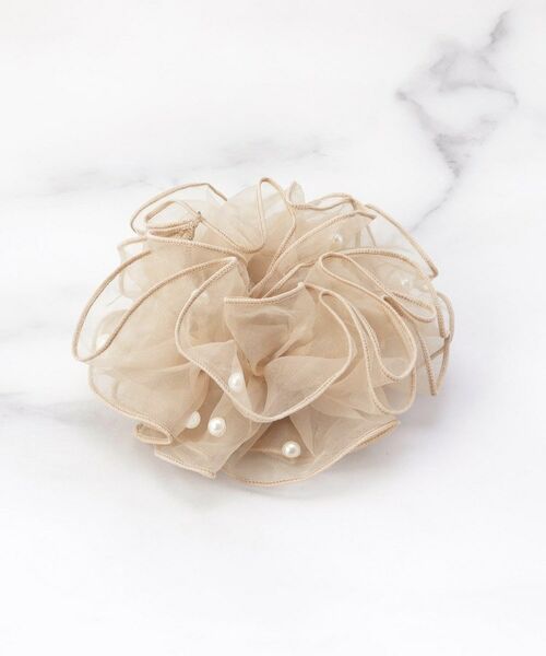 ITS'DEMO / イッツデモ ヘアアクセサリー | パール調フリルシュシュ（ベージュ(052)）