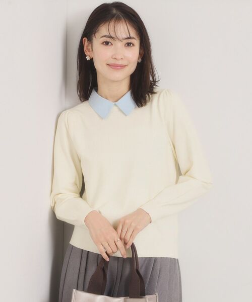 ITS'DEMO / イッツデモ ニット・セーター | 【手洗い可】シャツ襟付きニット（オフホワイト(003)）