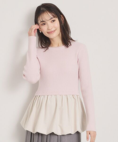 ITS'DEMO / イッツデモ ニット・セーター | 【手洗い可】裾バルーンドッキングニット（ライトピンク(070)）